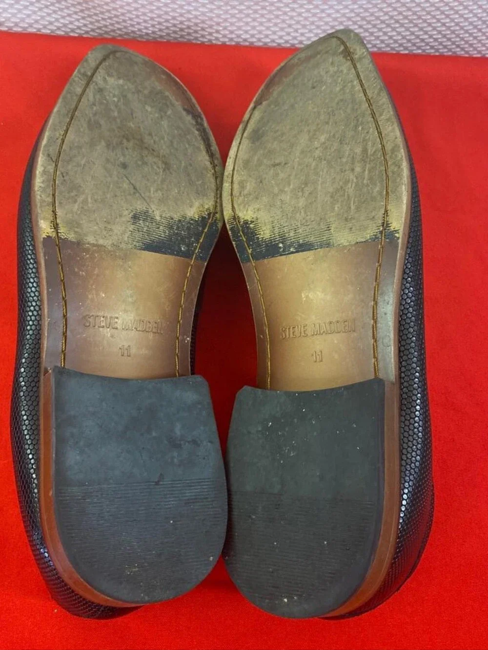 ): Steve Madden P-Ancher Black Textured Penny Loafers Size 11D